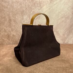 Vintage 50s Bienen-Davis Mini Handbag Purse Brown Soft Shell Golden Hardware